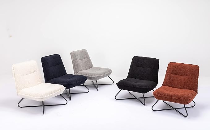 Modern Teddy Fabric Accent Armless Chair for Living Room IndoorBrown