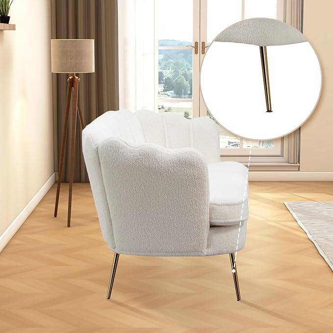 Aoiy &amp Wifon 59 W Comfy Small Loveseat for Small Spaces Upholstered 2-Seat Settee Loveseat with Metal Legs Boucle Ivory