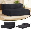 6-inch Folding Mattress Convertible Sofa Bed Foldable Floor Mattress Sleeping Couch with Removable Corduroy Cover &amp Carry Handles High-Density Foam Guest Bed Mattress (Black Queen)