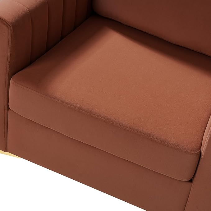 Modern Upholstered Velvet Accent Chair Velvet Armchair Club Chair with Gold Metal Legs Mid-Century Barrel Leisure Comfy Reading Chair for Livingroom Bedroom Coral