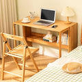 Folding Computer Desk Natural Bamboo Desk Portable Desk Study Student Writing Desk Small Home Office Desk(31 Inch Natural)
