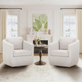 COLAMY 360° Swivel Accent Chair Set of 2 with Pillow Living Room Armchair No-Sag Foam &amp Sturdy Metal Base Fully Assembled Swivel Single Sofa for Bedroom Living Room Reading Room Beige