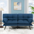 MUUEGM Futon Sofa Bed 71 Convertible Linen Memory Foam Couch Bed Modern Backrests Armrests Love Seat for Living RoomApartmentOfficeBlue Sleeper Couch