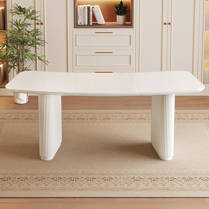 78 Rectangular Executive Desk Large Office Desk with Double Pedestal Modern Home Office Computer Desk Workstation for Home Office Cream White