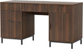 55 Large Fluted Executive Desk with Charging Station Computer Desk with Storage Cabinet and File Drawer Modern Wooden Home Office Desk for Workspace Writing Study Brown