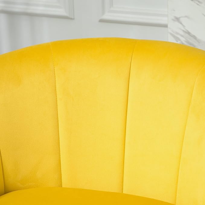 Velvet Modern Accent Armchair - Luxury Gold Frame | Versatile Seating for Living Room Bedroom Office Yellow