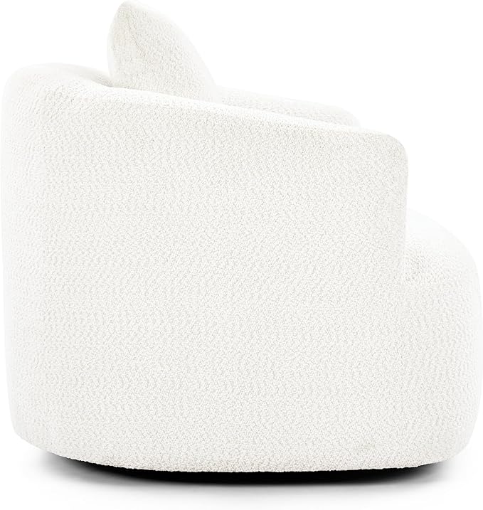 360-Degree Swivel Accent Chair 38.2 Chenille Upholstered Swivel Barrel Sofa Chair with a Throw Pillow Ergonomic Rounded Armrests Single Sofa for Living Room Office (Beige/509)