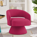 GDFStudio Swivel Barrel Chair Accent Arm Chair for Living Room Upholstered Velvet Round Reading Armchair Modern 360 Degree Comfy Swivel Chair with Open Backrest for Bedroom Office Rose Pink