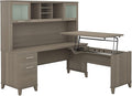 Bush Home Somerset 72W 3 Position Sit to Stand L Shaped Desk with Hutch in Ash Gray | Adjustable Height Table for Home Office
