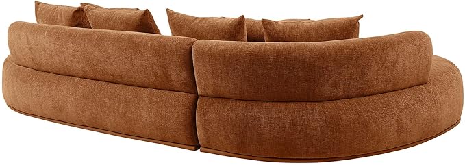 kevinplus 134.63'' Large Sectional Curved Sofa Couch with Chaise Lounge for Living Room Oversize L-Shape Modern Sectional Sofa Couch Wood Structure &amp Easy Assembly (Left-Facing Orange)