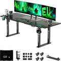 71 x 30 Gaming Standing Desk 4-Leg Electric Height Adjustable Sit to Stand Desk with LED Light and Locking Wheels Flip-Top Design Ergonomic Computer Desk Carbon Fiber Texture