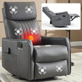 Massage Recliner Chair with Heat Slim Recliners for for Adults Swivel Rocking Chair Recliner with High Back Small Recliner Chair for Small Spaces Living Room Adjustable Footrest (Dark Grey)