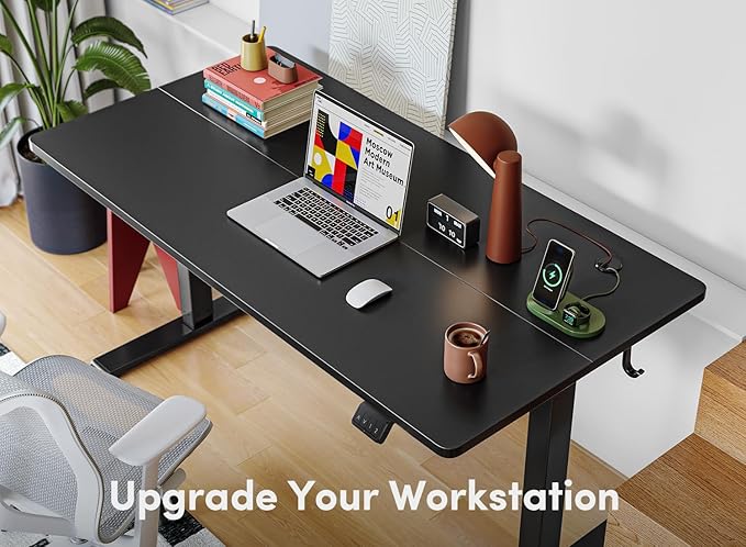 FEZIBO Electric Standing Desk 55 x 24 Inches Height Adjustable Stand up Desk Sit Stand Home Office Desk Computer Desk Black