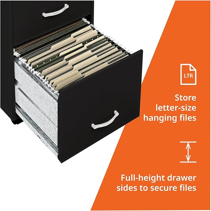 Lorell LYS SOHO Box/File/File 3-Drawer Mobile File Cabinet Black