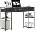 HOMCOM 47 Computer Desk with 3 Fabric Drawers Home Office Desk with Adjustable Shelves Small Writing Desk with Storage Black