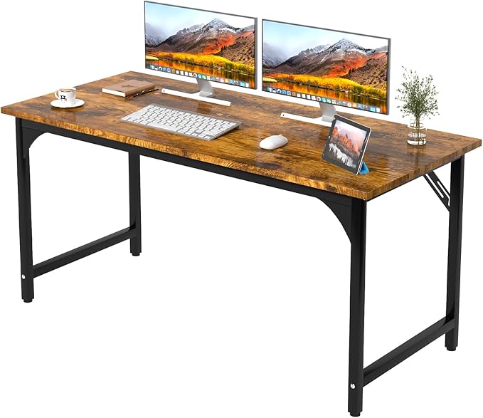Computer Desk 47.2 Office Desk Extra Wide 23.62” Deep Desktop 0.59” Thick Heavy-Duty Home Office Desks Office Table with Steel Frame Modern Wood PC Desk for Bedroom Study Writing Gaming Work
