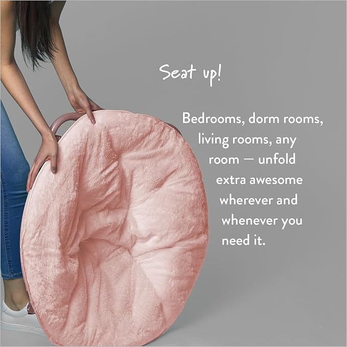 Urban Lifestyle Faux Fur Saucer Chair with Metal Frame One Size Blush