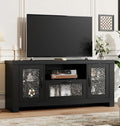 IDEALHOUSE TV Stand for 65 Inch TV Farmhouse Entertainment Center with Acrylic Door Storage Cabinet &amp Adjustable Shelves TV Console Table for Living Room Bedroom Black