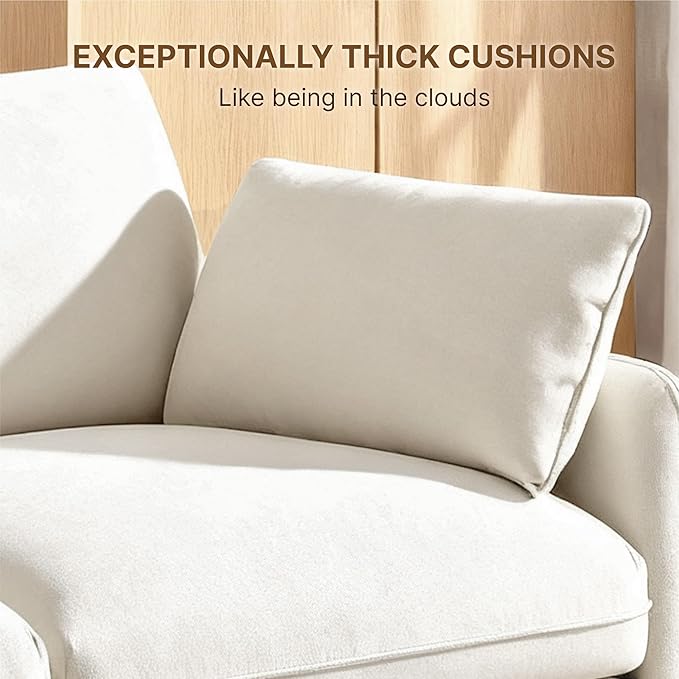 79 Cloud Sectional Couches for Living RoomL Shaped Oversized Modular Modern Linen Sofa with 1 Movable Ottoman3 Deep Seat with 2 Throw PillowsWarm White