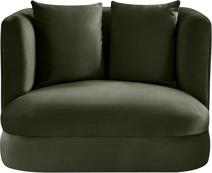 Meridian Furniture 699Green-C Alder Collection Modern | Contemporary Chair with Ultra Luxe Green Velvet 460 GSM Velvet Solid Wood Frame 38 W x 36 D x 30 H Green