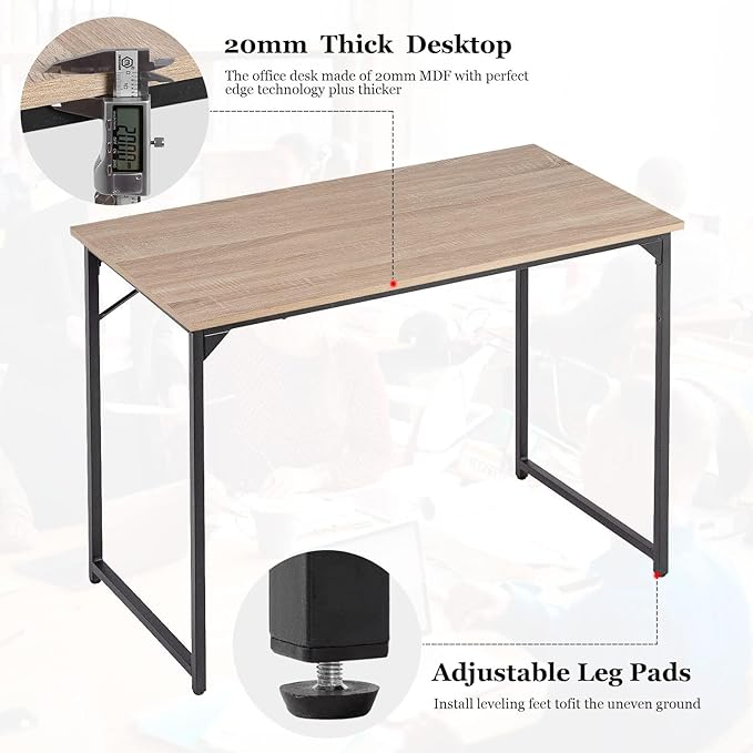 Computer Desk 39 Inch Office Desk with Metal Frame Home Office Desk Modern Simple Style for Small Space Home Office Living Room Bedroom Nature