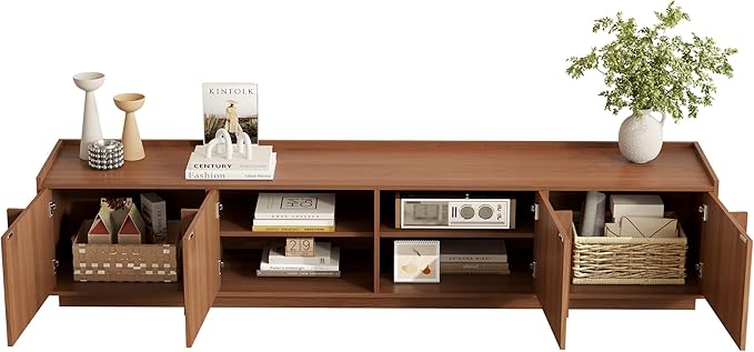 TV Stand 78.74 Mid Century Modern TV Console with Storage Cabinet Television Stand with Shelf for Living Room Bedroom Wood Entertainment Center for 75 inch TVs