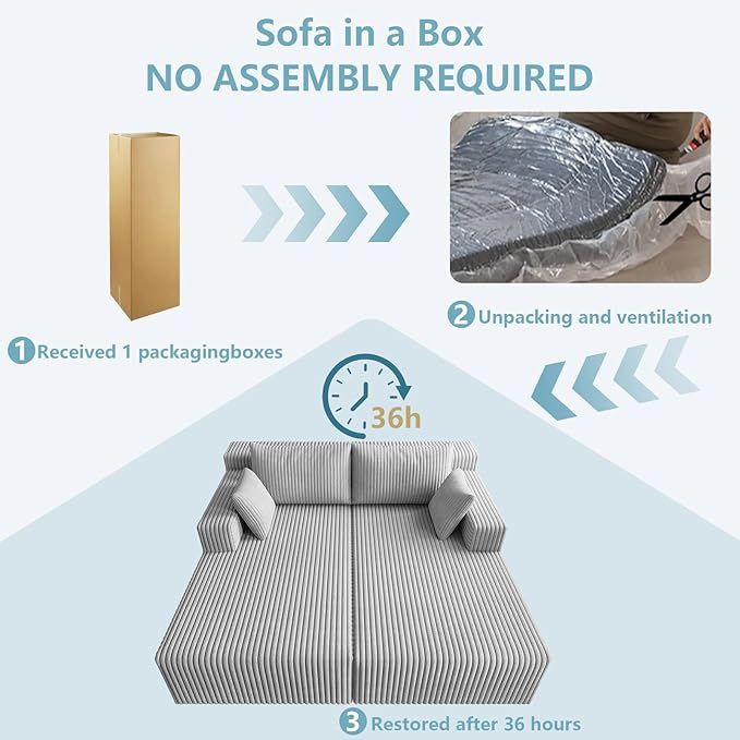 71Oversized Chaise Lounge ChairSectional Double Lounge Chaise with PillowsUpholstered Corduroy Boneless Lounge ChairFluffy Modern Loveseat Sleeper Sofa for Living Room &ampBedroom(Light Grey)