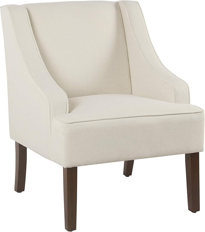 Homepop Upholstered Classic Swoop Arm Accent Chair Home DécorWarm Ivory