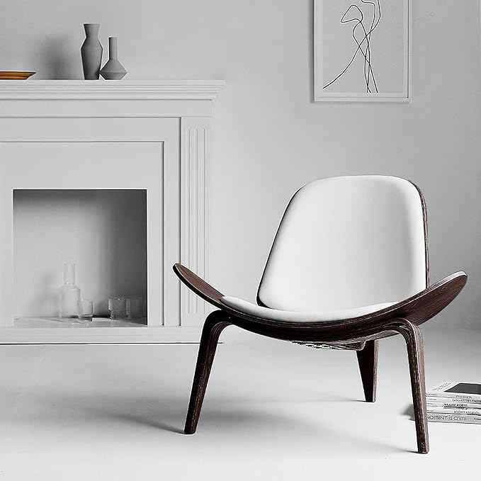 OAKHAM Shell Chair for Living Room Ergonomic Plywood Accent Mid Century Modern Chair with Protective Floor Caps Stylish Seating for Bedroom &amp Home Office (Ebony Brown)