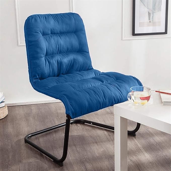Upholstered Durable Metal Modern Chair with Soft Cushion Blue - Ideal for Bedrooms Living Rooms Dorms Indoor Spaces Accent and Lounging