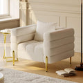 homary White Accent Chair Mid Century Boucle Upholstered Armrest Chair for Bedroom Comfy for Living Room Reading Office (White)