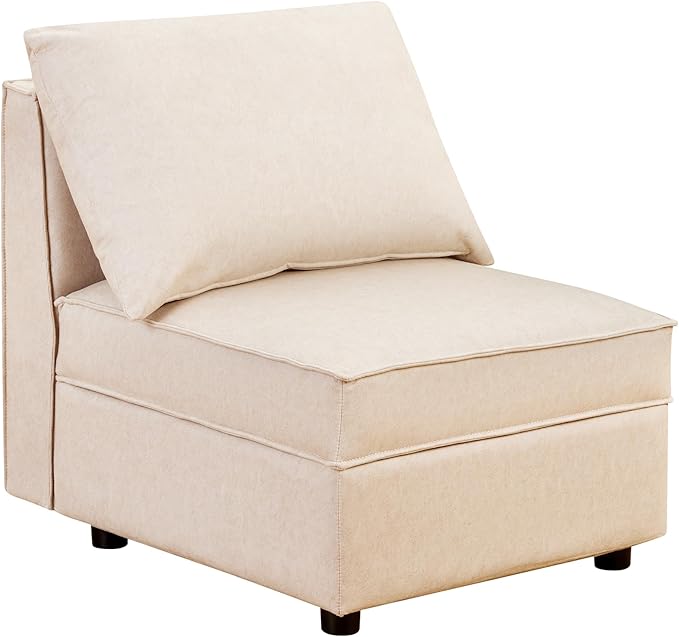 Ainfox Sectional Sofa Couches for Living Room - Convertible Armless Sofa Chair with Storage High Supportive &amp Soft Sponges Modular Sectionals Sofa for Apartment Office Small Space(Beige)