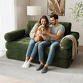 59 Convertible Sofa Bed 5-in-1 Folding Loveseat Sleeper Chair with Pillows Removable Armrests Fold Out Boneless Couch Futon Floor Mattress Lounge for Apartment Dorm Living Room - Green Full