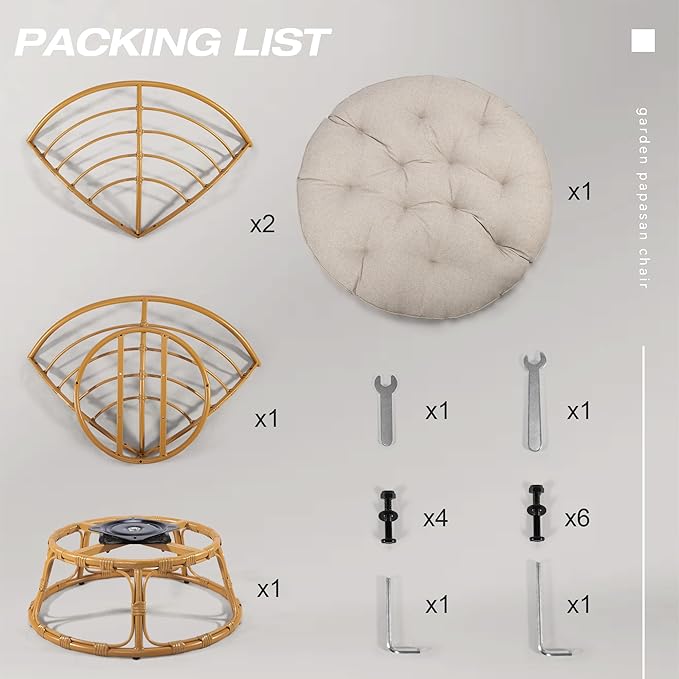 41 Papasan Chair with Cushion and 360 Degree Swivel Base Papasan Lounge Chair with Cushion and Sturdy Frame Large Saucer Chair Circle Chair Round Chair Bronze/Beige