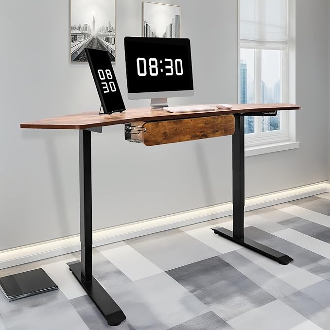 Fromann 71Inch Height Adjustable Standing Sit Stand Up Desk L Shaped Corner Desk with LED Handset Electric Ergonomic Desk