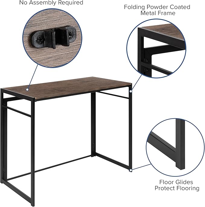 Flash Furniture Walker Rustic Home Office Folding Computer Desk - 40
