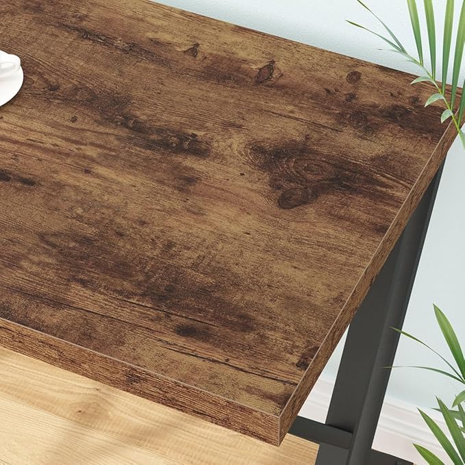 LVB Rustic Computer Desk Metal Wood Home Office Desk Industrial Simple Study Executive Desk for Writing Work Wooden Student Gaming Computer PC Table with Storage for Bedroom 55 Inch Rustic Brown
