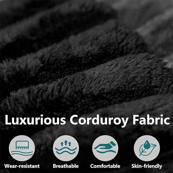95 Modular Sectional Couch Boneless L Shaped Cloud Sofa with Chaise Lounge Corduroy Upholstered Couches Memory Foam Deep Seat No Assembly Required Ideal for Living Room(Black Right Facing)
