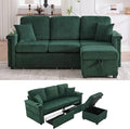 76'' Sectional Sofa Couches for Living Room 3 Seat L-Shaped Couch with Storage &amp Ottoman Corduroy Convertible Sofas with Chaise Apartment with USB Charging Cup Holder (Emerald)