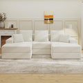 Living&ampGiving 101 U-Shaped Cloud Sectional Couch for Living Room Cloud Boneless Couch-No Assembly with Reversible Chaise Customizable 3-Seat Modular Sectional Sofa with 2 Ottoman Beige