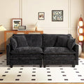 76.7” Modular Sectional Sofa Convertible Couches 2 Seater Chenille Deep Seat Cloud Couch Loveseat with Pillows for Living Room Apartment Office(Black)