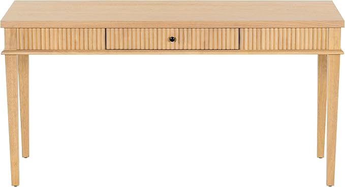 SAFAVIEH Couture Collection Shelbie Oak Brown &amp Black 1-Drawer Reeded Computer Table Office Writing Desk