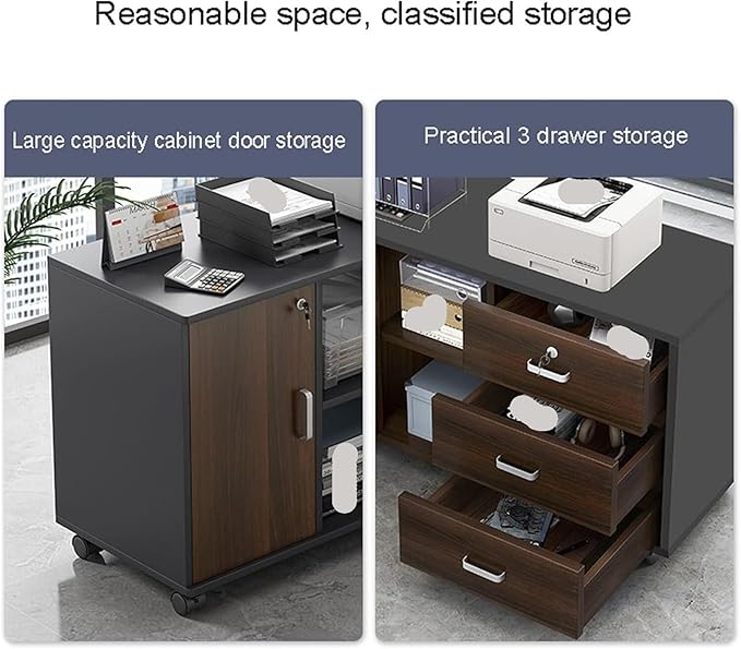 3 Drawer Filing Cabinet On Wheels Lateral Printer Storage Cabinets(B)
