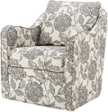 Pemberly Row Swivel Accent Chair 33.25 H x 28.5 W x 32.75 D Solid Wood Frame Multi-Color Floral Upholstery Black Metal Base Rounded Arms Foam Cushion Living Room or Home Office Seating