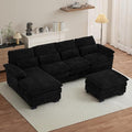 OUYESSIR 114 U Shape Sectional Cloud Couch with OttomanFluffy Sectional Couches for Living Room4 Seater Modular Sectionals SofaComfy Cloud Sofas &amp Couches with 4 PillowsLight Black