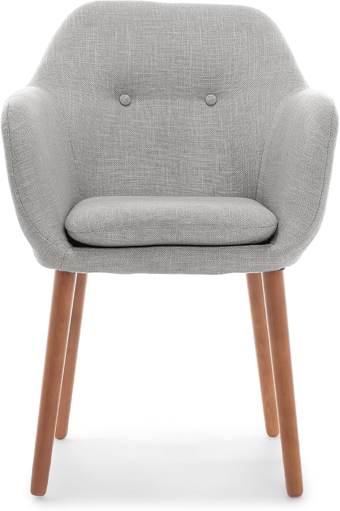 Elle Decor Roux Mid-Century Living Room Accent Armchair Soft Sofa Upholstered Linen Fabric Cushion Seat Chair