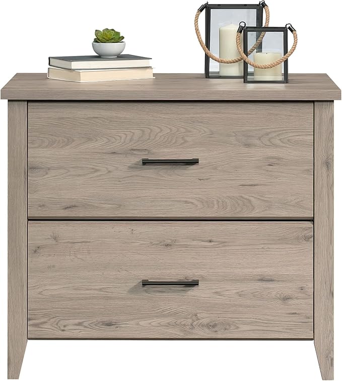 2 Drawer Small File Cabinet with Lock Modern Furniture Under Desk Locking Storage Drawers Organizer Engineered Wood Filing Cabinets for Home OfficeBrown