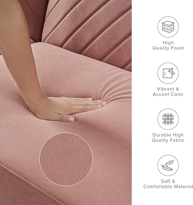 mopio 76.4 Futon Sofa Bed Couch Loveseat Sleeper Sofa Mid Century Modern Futon Couch Sofa Cama Couches for Living Room (Old Rosa Velvet)