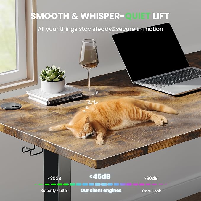 SIAGO Electric Standing Desk Adjustable - 63 x 24 Inch Sit Stand up Desk with 0.8 Inch Thick Tabletop - Adjustable Height Table with 3 Memory Preset Cable Management for Home Office