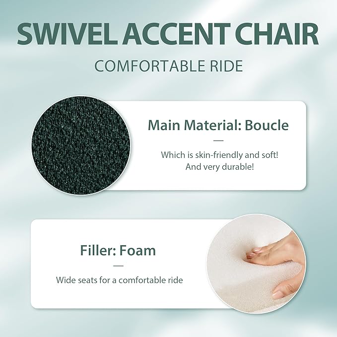 Aoiy &amp Wifon 28.95 W Swivel Accent Chairs for Living Room 360 Degree Swivel Barrel Chair Living Room Accent Chair Boucle Green 2PACK